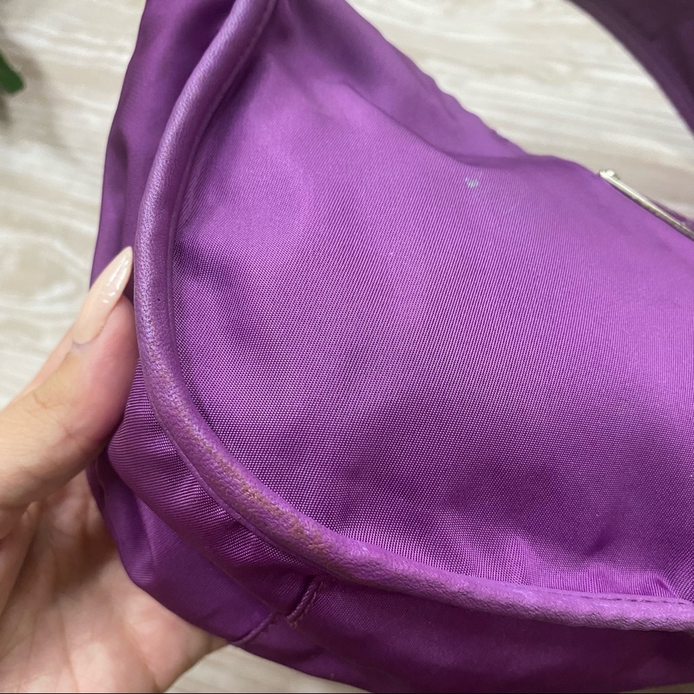 100% Authentic Prada purple nylon baguette mini bag purse designer luxury - Picture 6 of 16